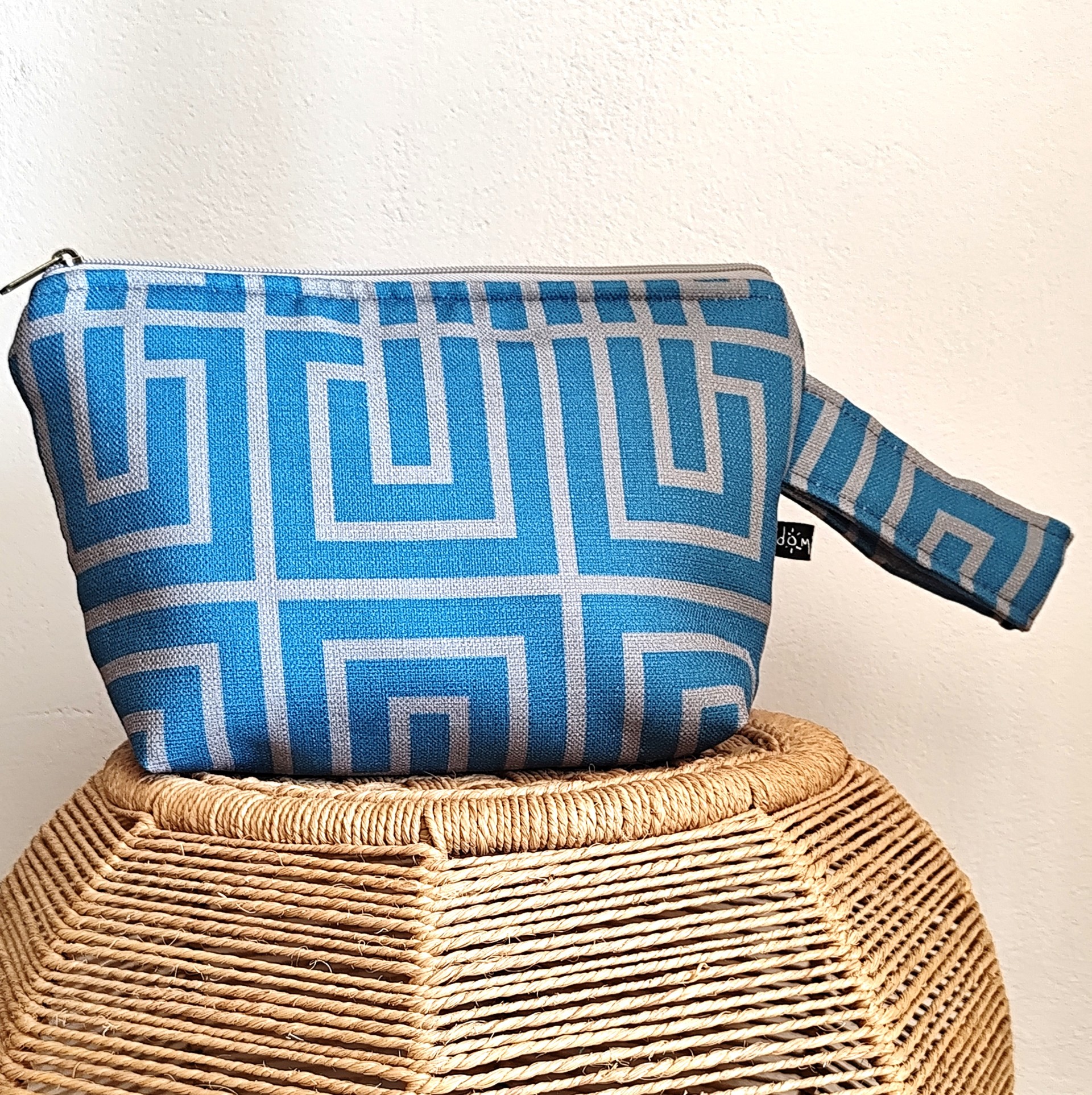 Geometric – Aqua Blue Pouch Bag Medium